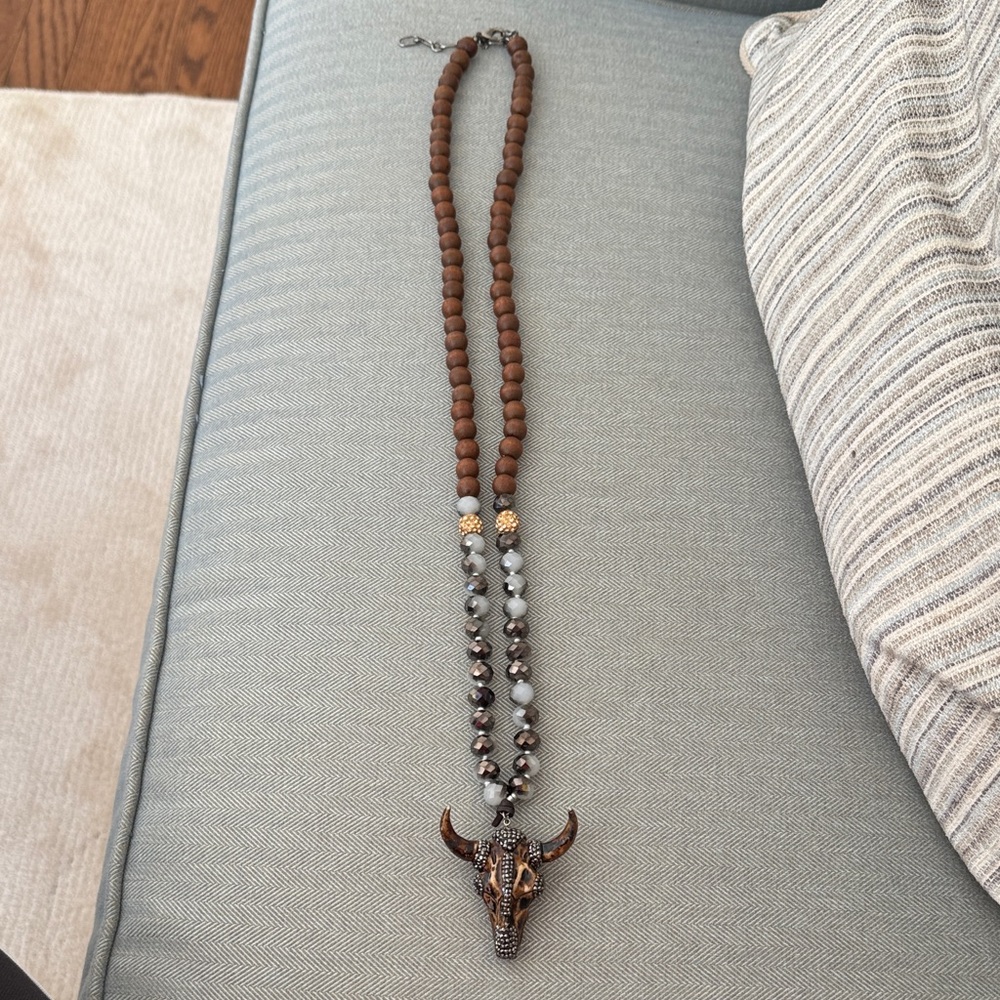 Bull Skull Beaded Necklace